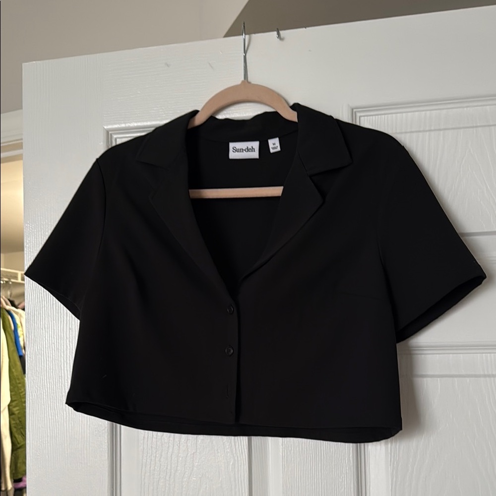 Aritzia  Women's Black Cropped Blouse